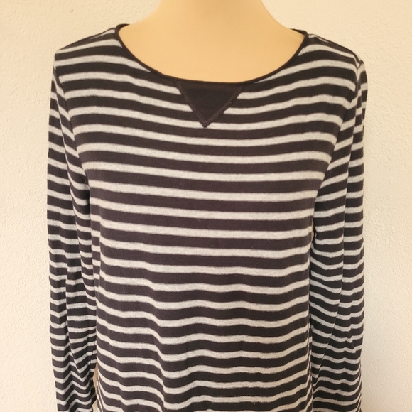 J. Jill Black and Grey Striped Point Knit Dress - Picture 3 of 6